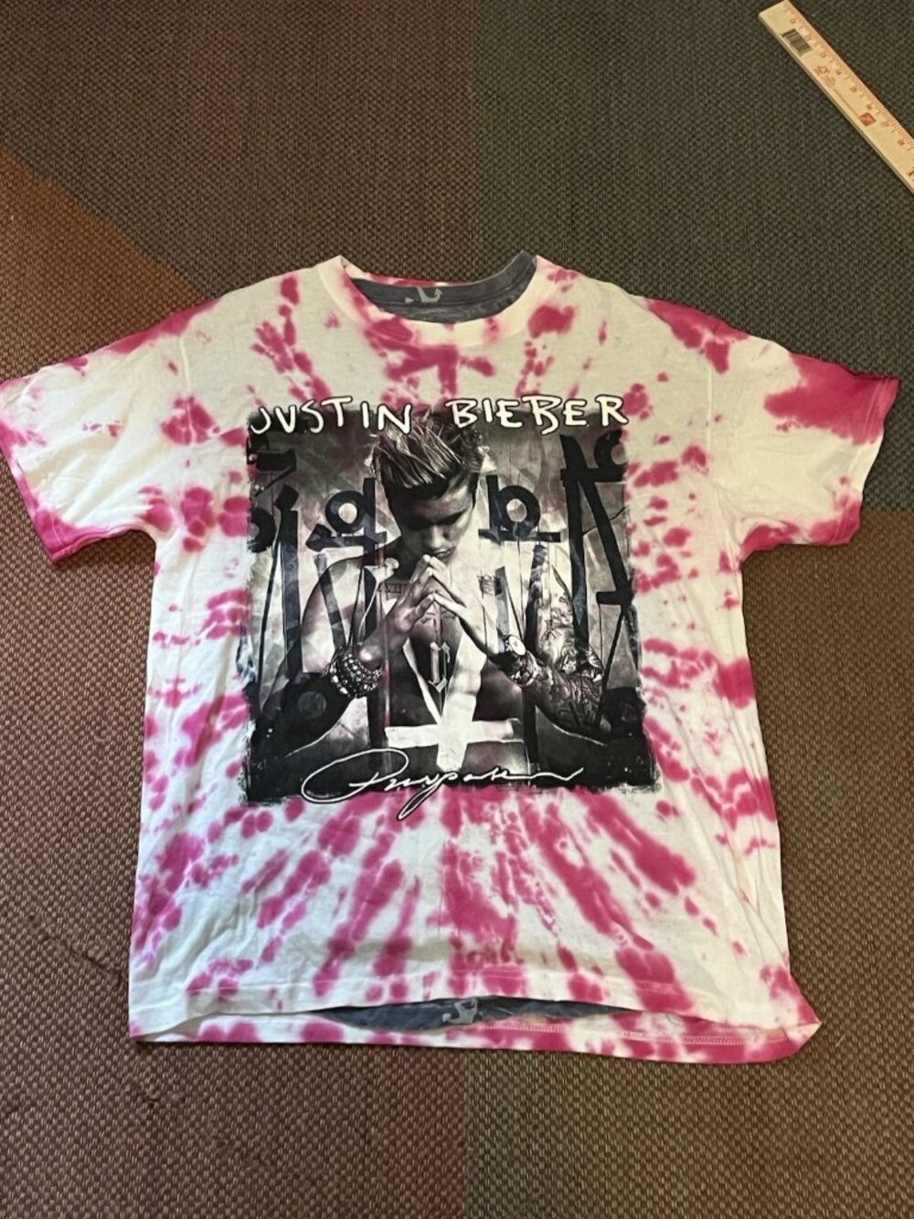 Justin Bieber Purpose World Tour 2016 Tie Die Graphic Concert T-Shirt Harriton L